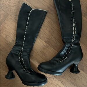 John Fluevog Black Heeled Lace-Up Boots